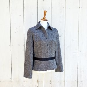 NWT Prague Wool Blend Grey Black Tweed Jacket Size L